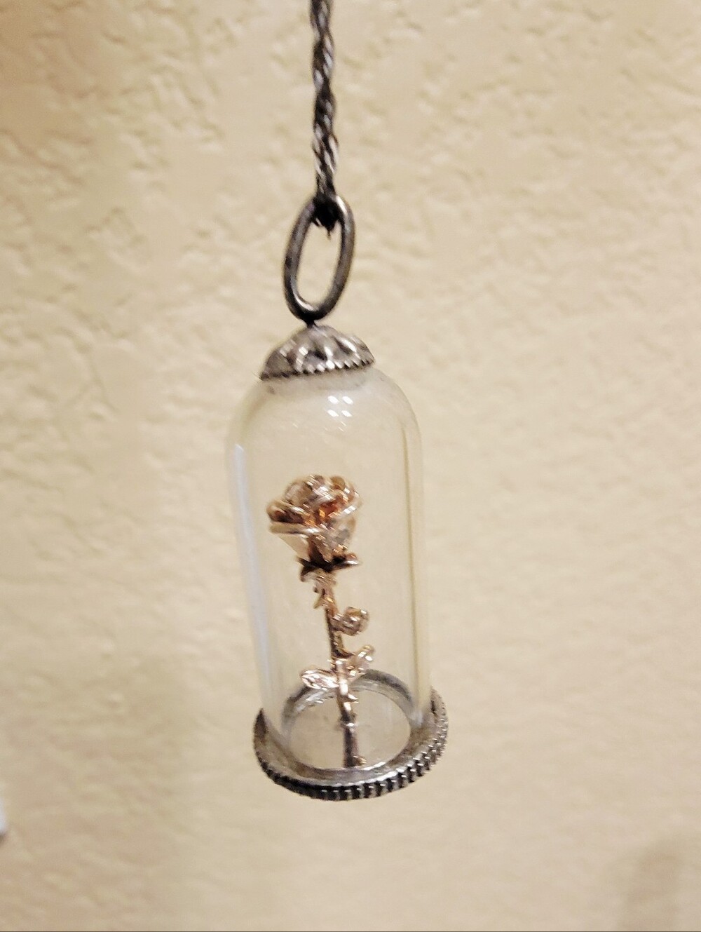 Zales ENCHANTED DISNEY Belle Diamond Accent Rose In Glass Dome 10K Rose Gold